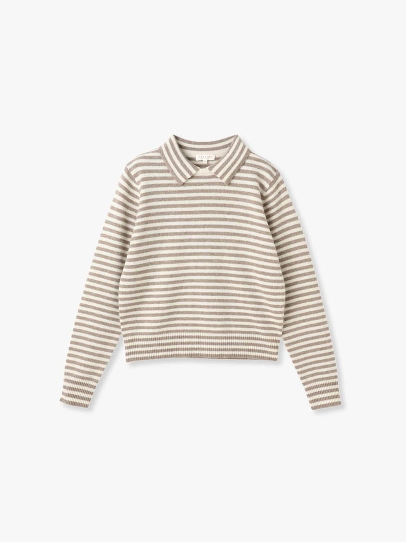 Apis Striped Knit Pullover 詳細画像 light brown 4