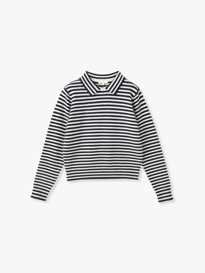 Apis Striped Knit Pullover 詳細画像 navy