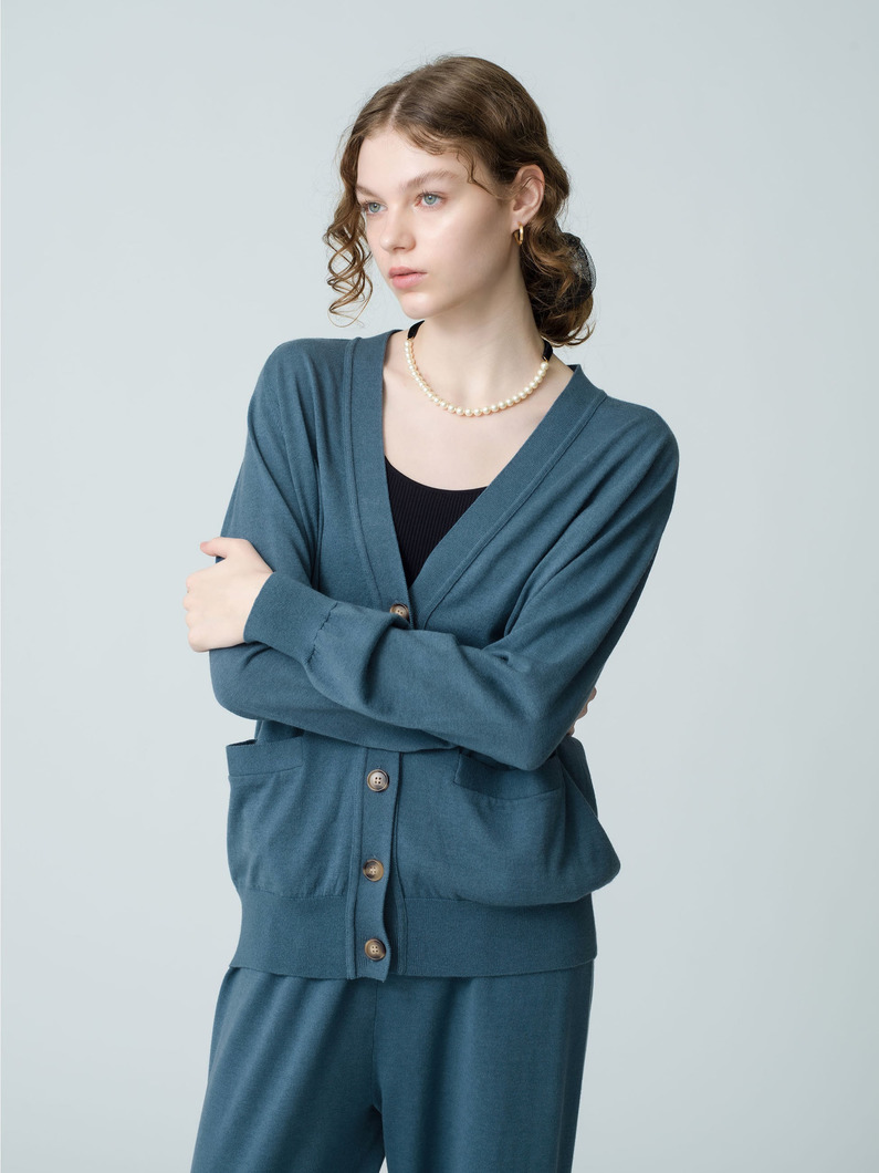 Wool Cotton Cardigan 詳細画像 blue 1