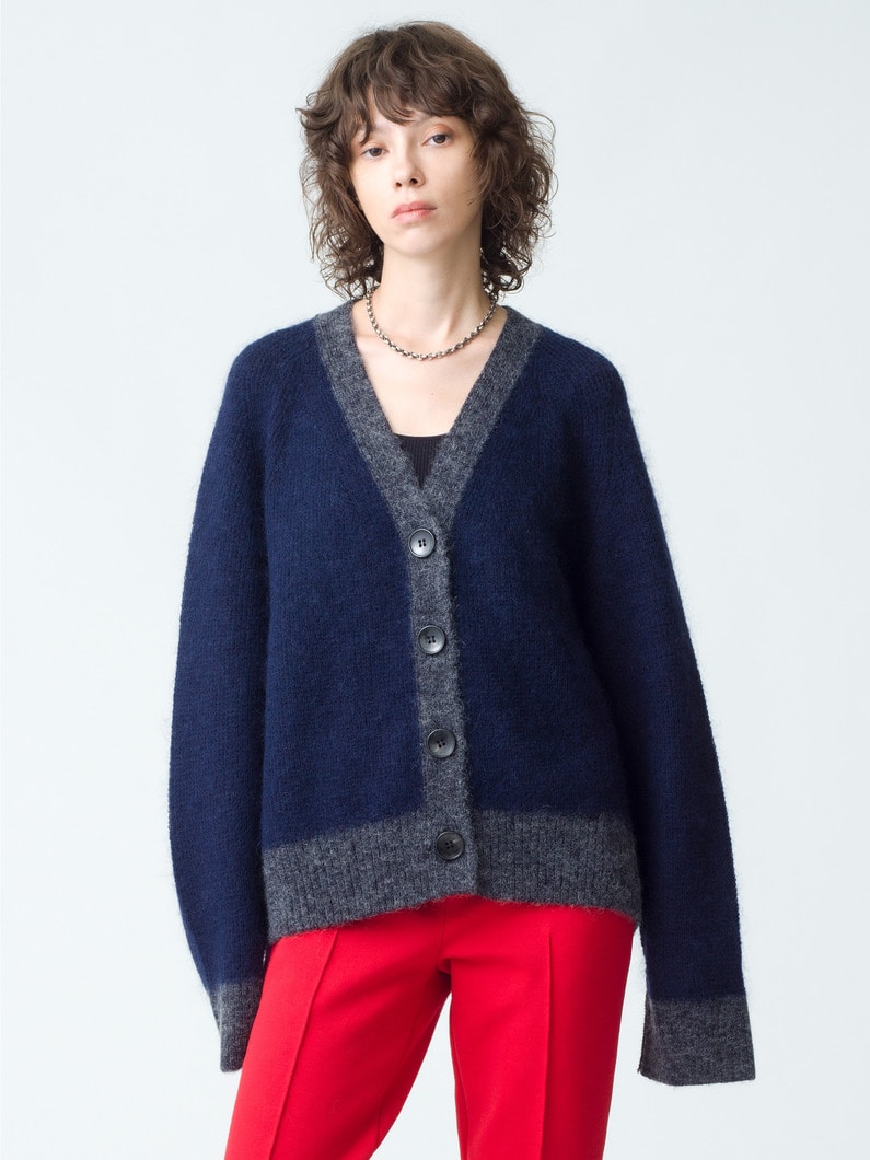 Color Block Mohair Cardigan 詳細画像 navy