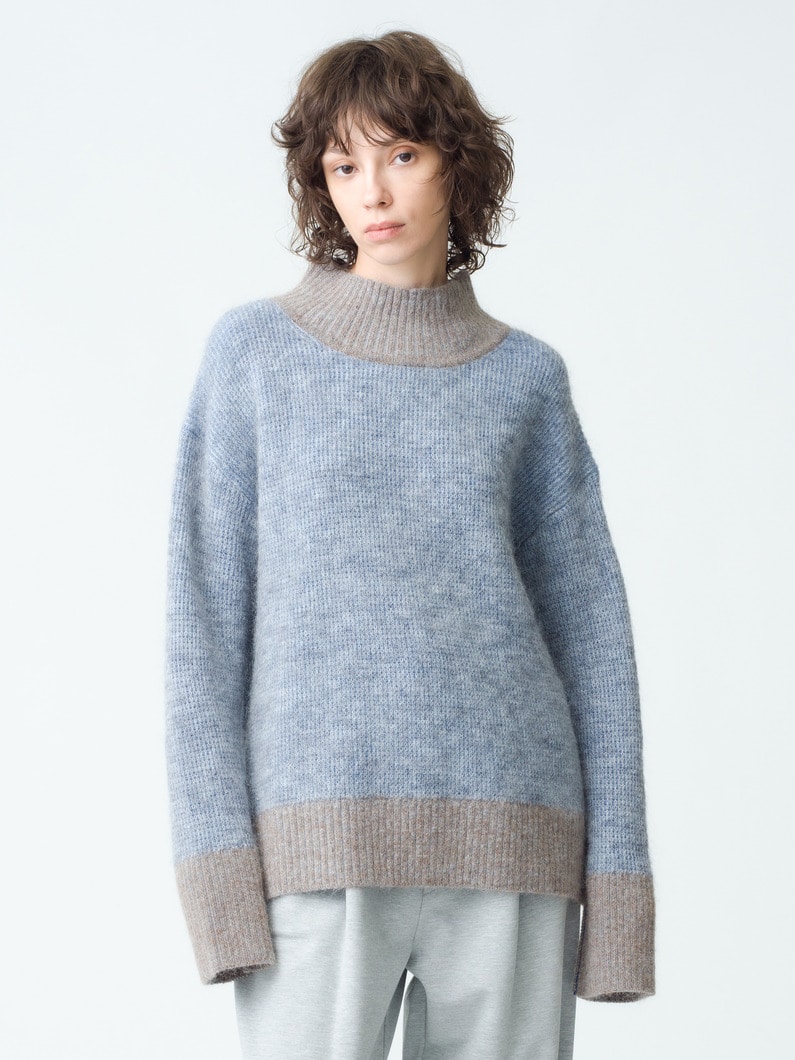 Color Block Mohair High Neck Top 詳細画像 blue 1