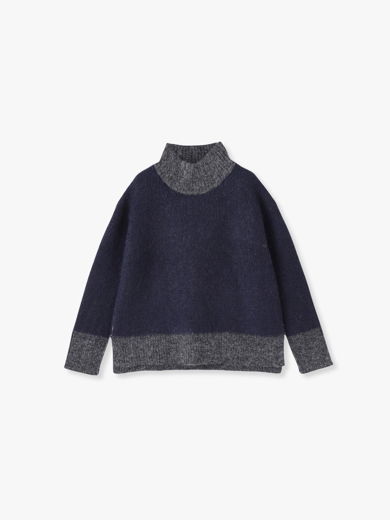 Color Block Mohair High Neck Top 詳細画像 navy