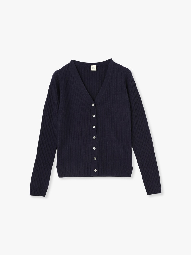 Cashmere Rib Knit Cardigan 詳細画像 navy