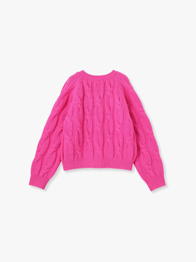 Cable V Neck Knit Pullover | ニット 詳細画像 pink 1