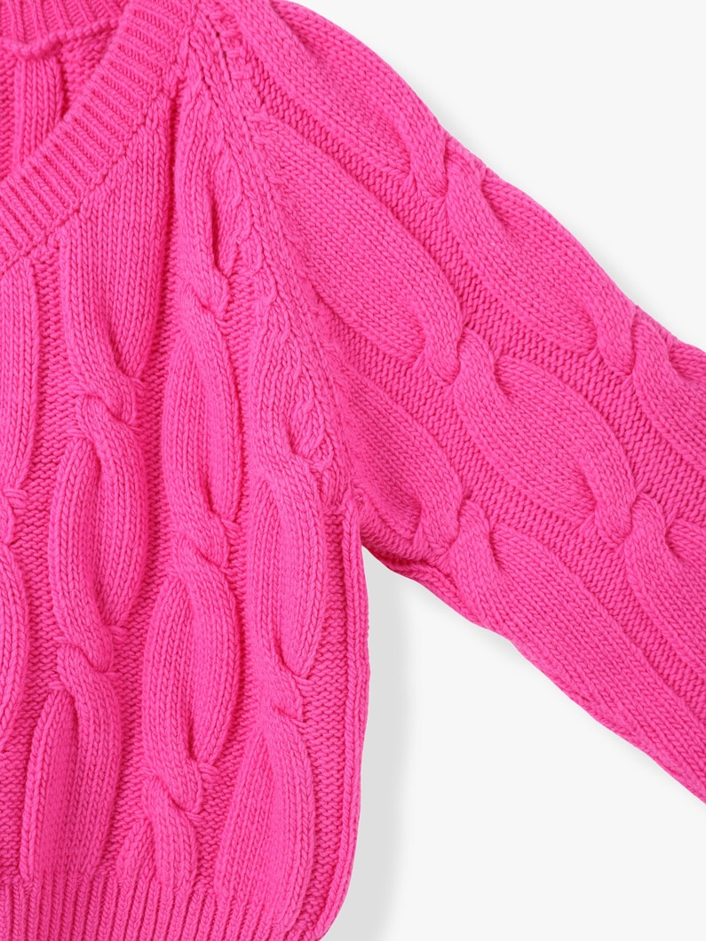 Cable V Neck Knit Pullover | ニット 詳細画像 pink 2