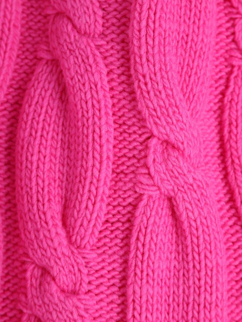 Cable V Neck Knit Pullover | ニット 詳細画像 pink 3