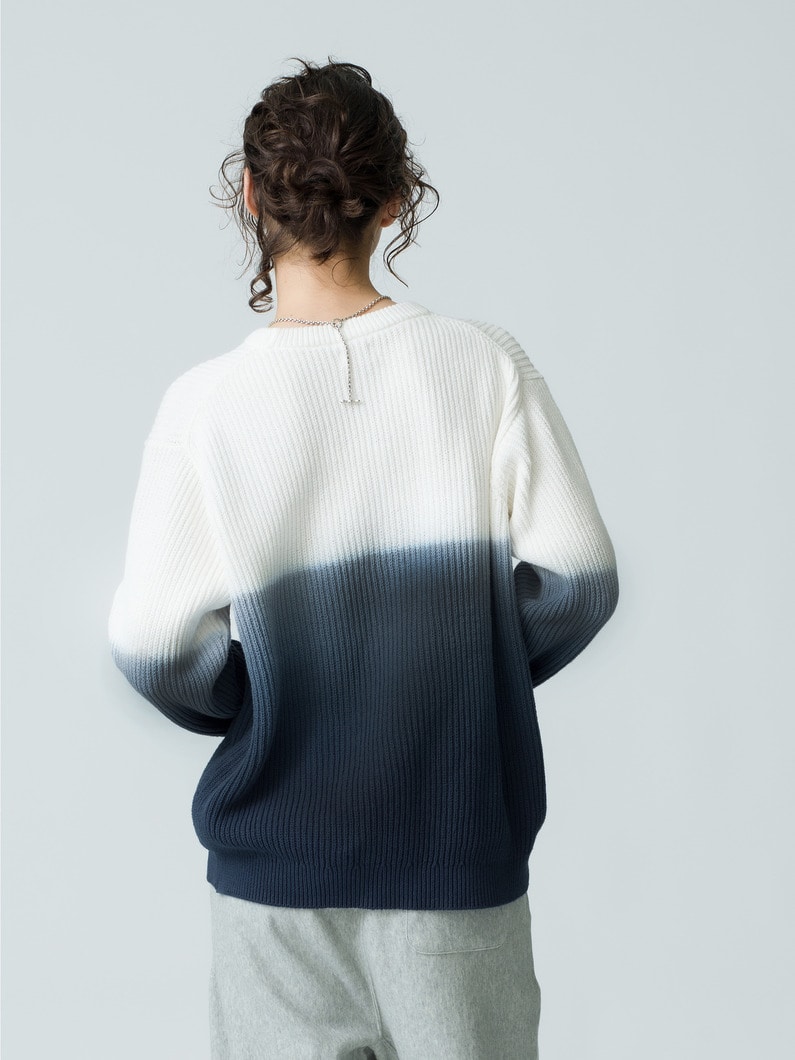 Dip Dyed Cotton Knit Pullover 詳細画像 navy 3