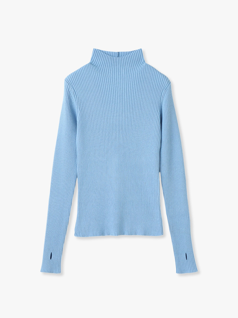 Rib High Neck Top (gray/light blue) 詳細画像 light blue 4