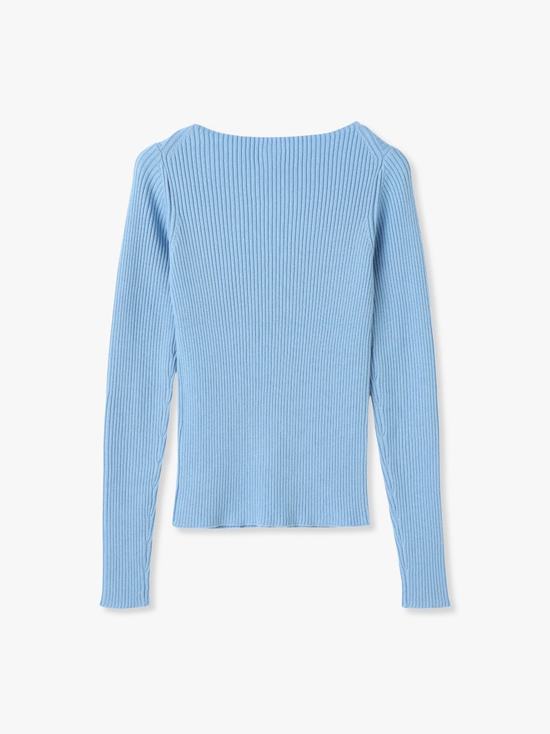 Rib Boat Neck Top (gray/light blue) 詳細画像 light blue 1