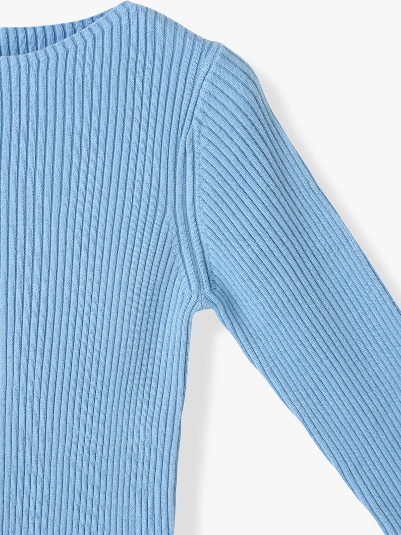 Rib Boat Neck Top (gray/light blue) 詳細画像 light blue 2