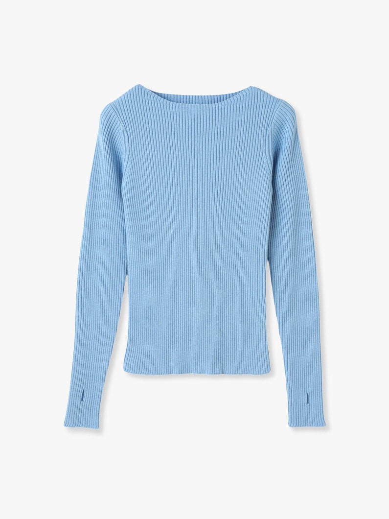 Rib Boat Neck Top (gray/light blue) 詳細画像 light blue