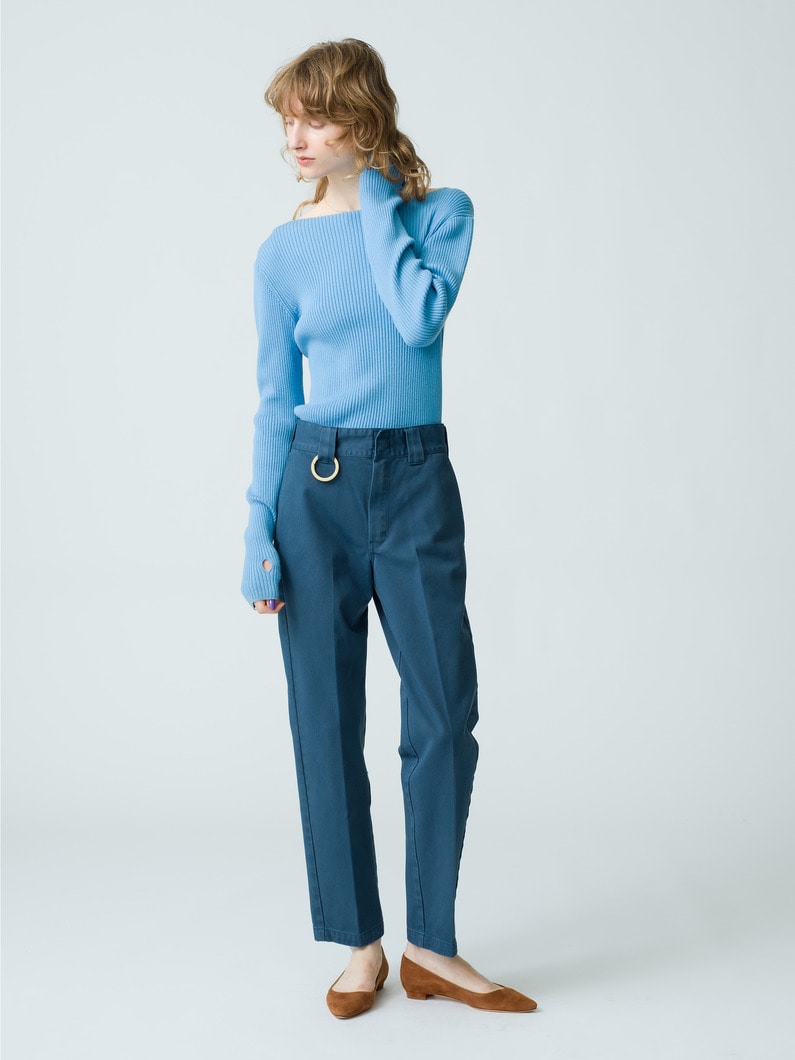 Rib Boat Neck Top (gray/light blue) 詳細画像 light blue 3