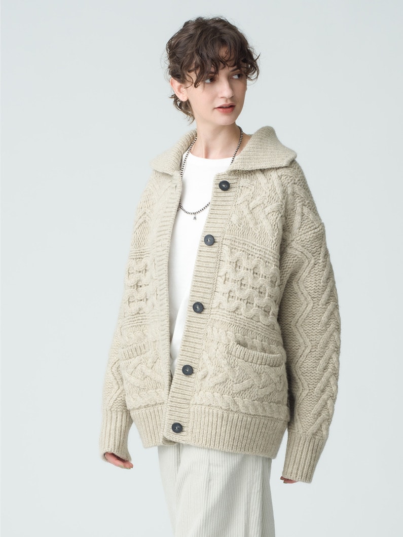 Mix Cable Knit Cardigan 詳細画像 ivory 2