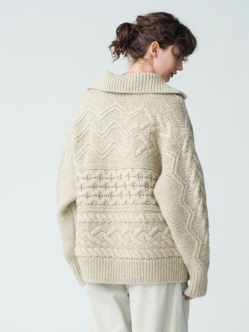 Mix Cable Knit Cardigan 詳細画像 ivory 3