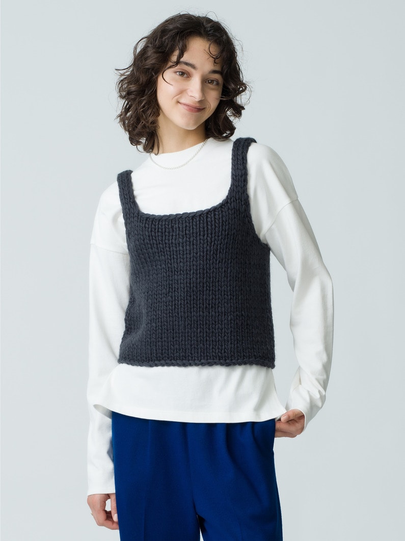 Hand Knit Camisole Top 詳細画像 charcoal gray 2