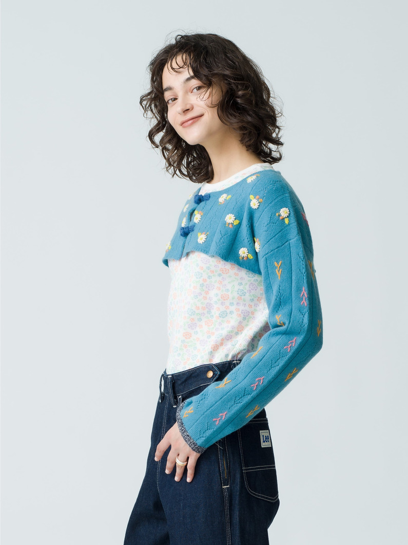 Daisy Shrug Cropped Cardigan 詳細画像 light blue 1