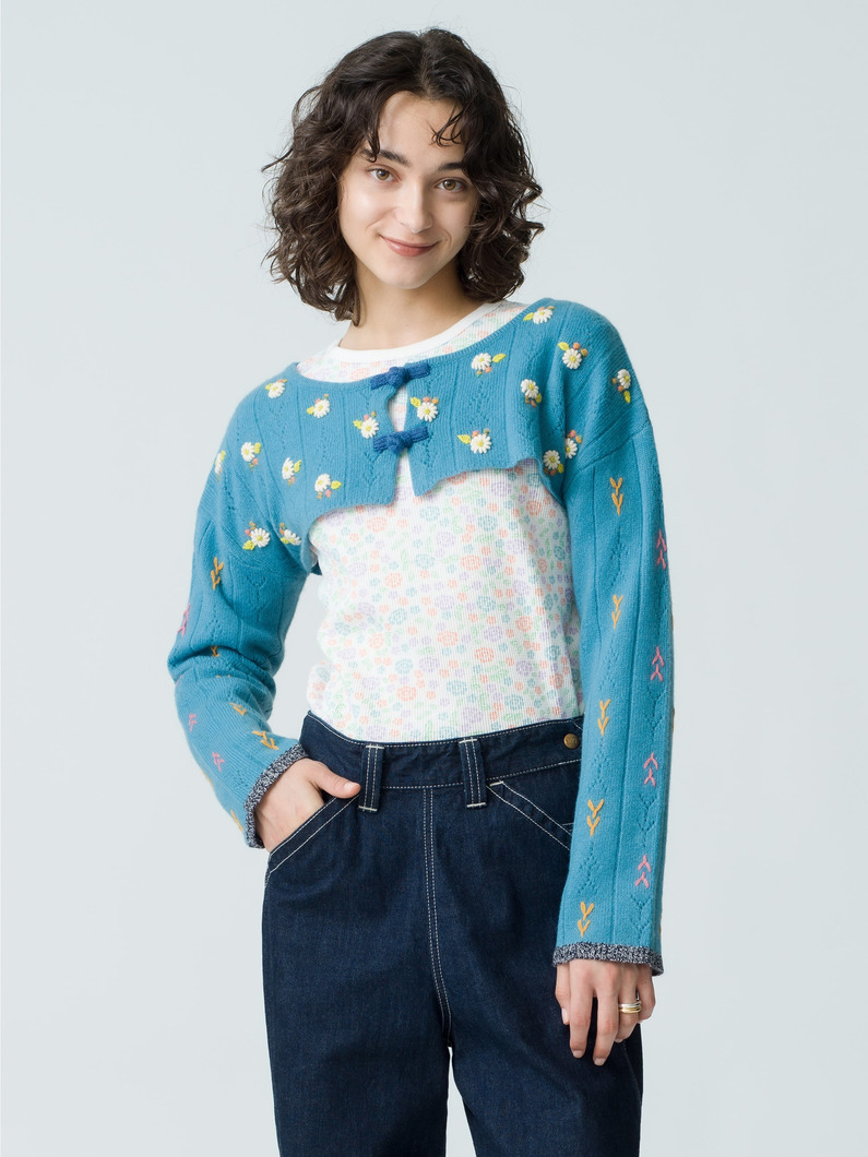 Daisy Shrug Cropped Cardigan 詳細画像 light blue 2