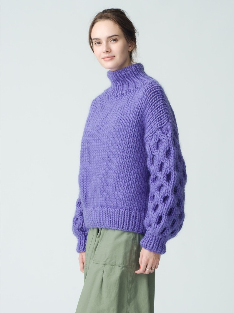 Honey Comb High Neck Knit Pullover 詳細画像 purple 4