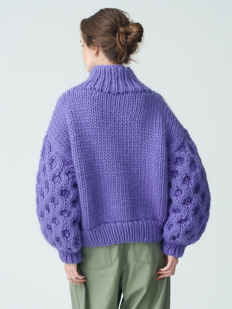 Honey Comb High Neck Knit Pullover 詳細画像 purple 5