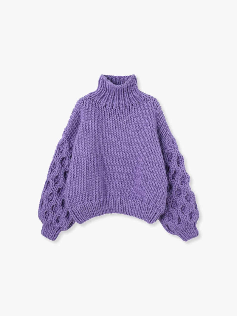 Honey Comb High Neck Knit Pullover 詳細画像 purple 6