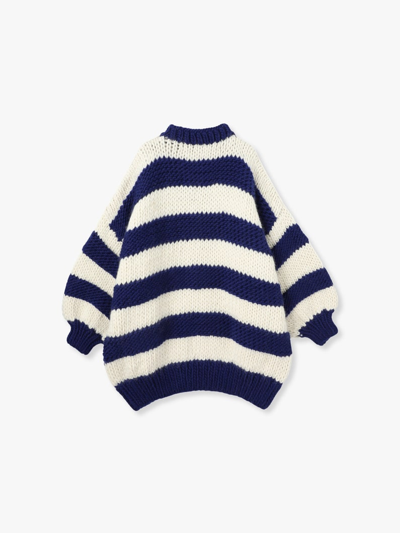 Oversized Striped Jump Knit Pullover 詳細画像 ivory 1