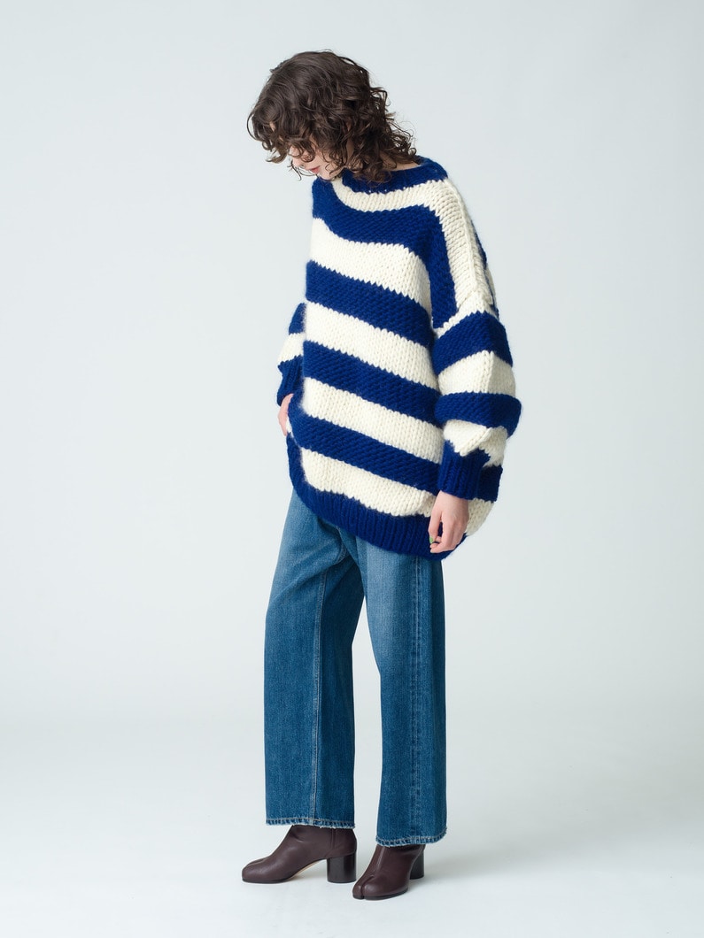 Oversized Striped Jump Knit Pullover 詳細画像 ivory 4