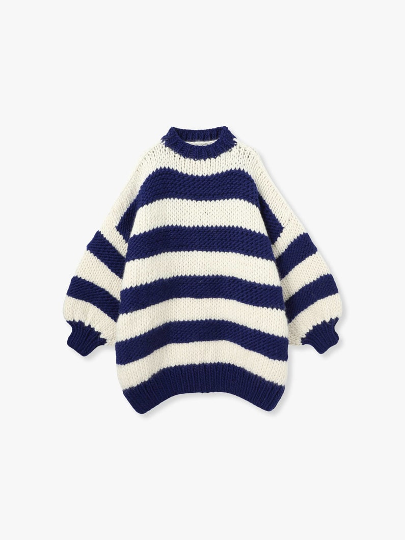 Oversized Striped Jump Knit Pullover 詳細画像 ivory 5