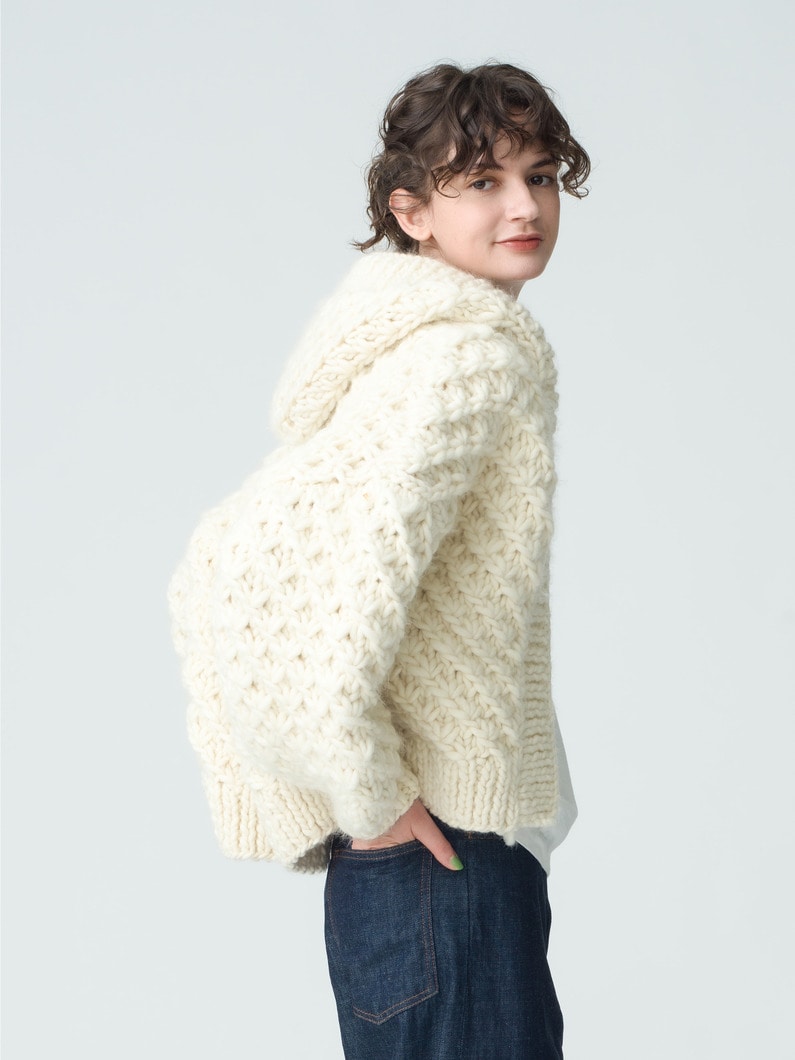 Cropped Daisy Bomber Knit Cardigan 詳細画像 ivory 3