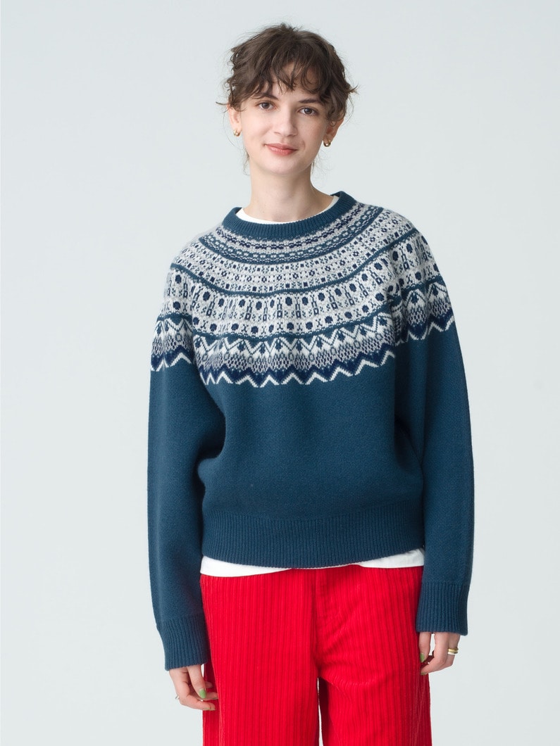 Nordic Knit Pullover (women) 詳細画像 navy