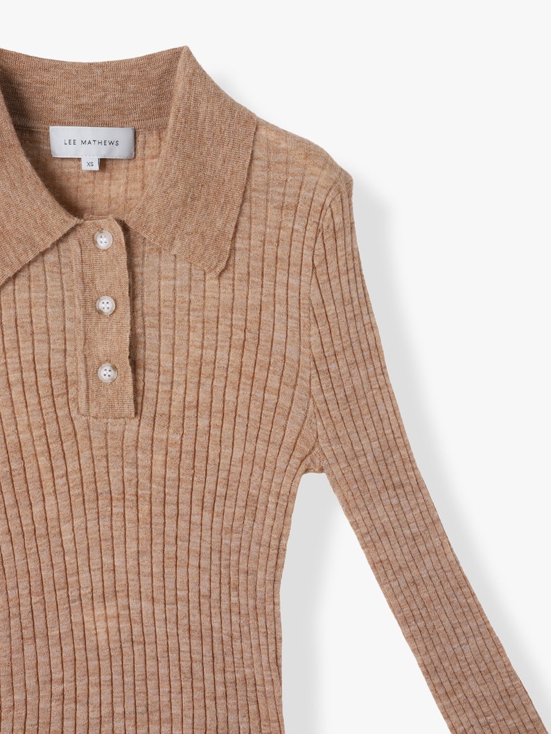 Mila Long Sleeve Polo Top 詳細画像 beige 2