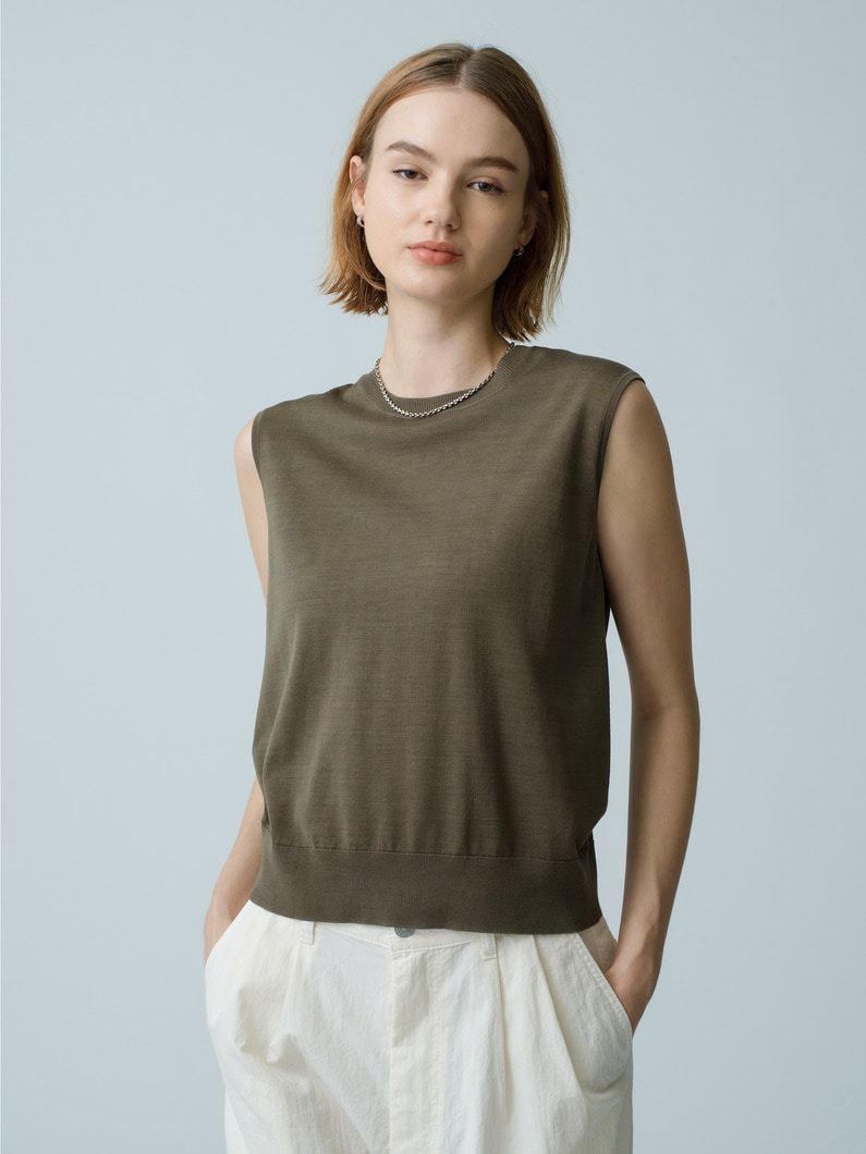 Light Silk Cotton Knit Top 詳細画像 khaki