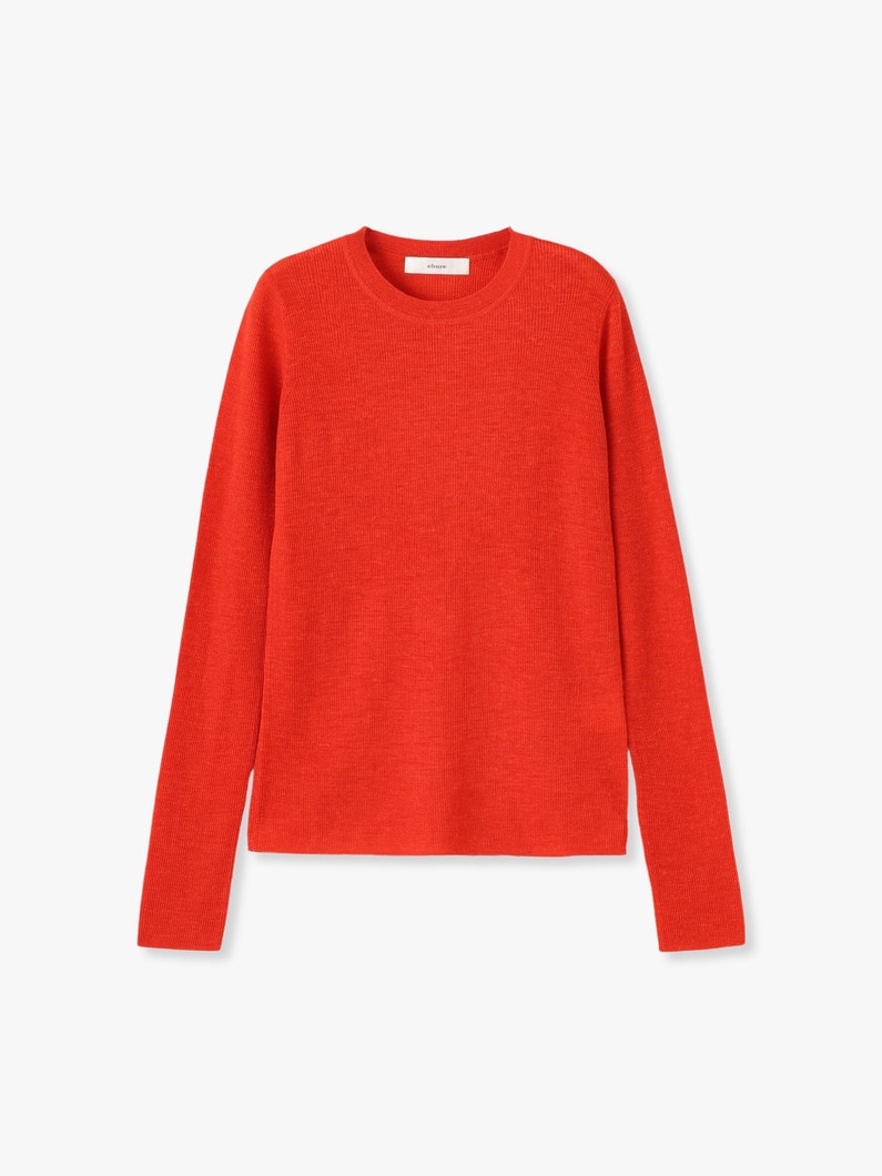 Sheer Rib High Gauge Knit Pullover (red/gray) 詳細画像 red 3