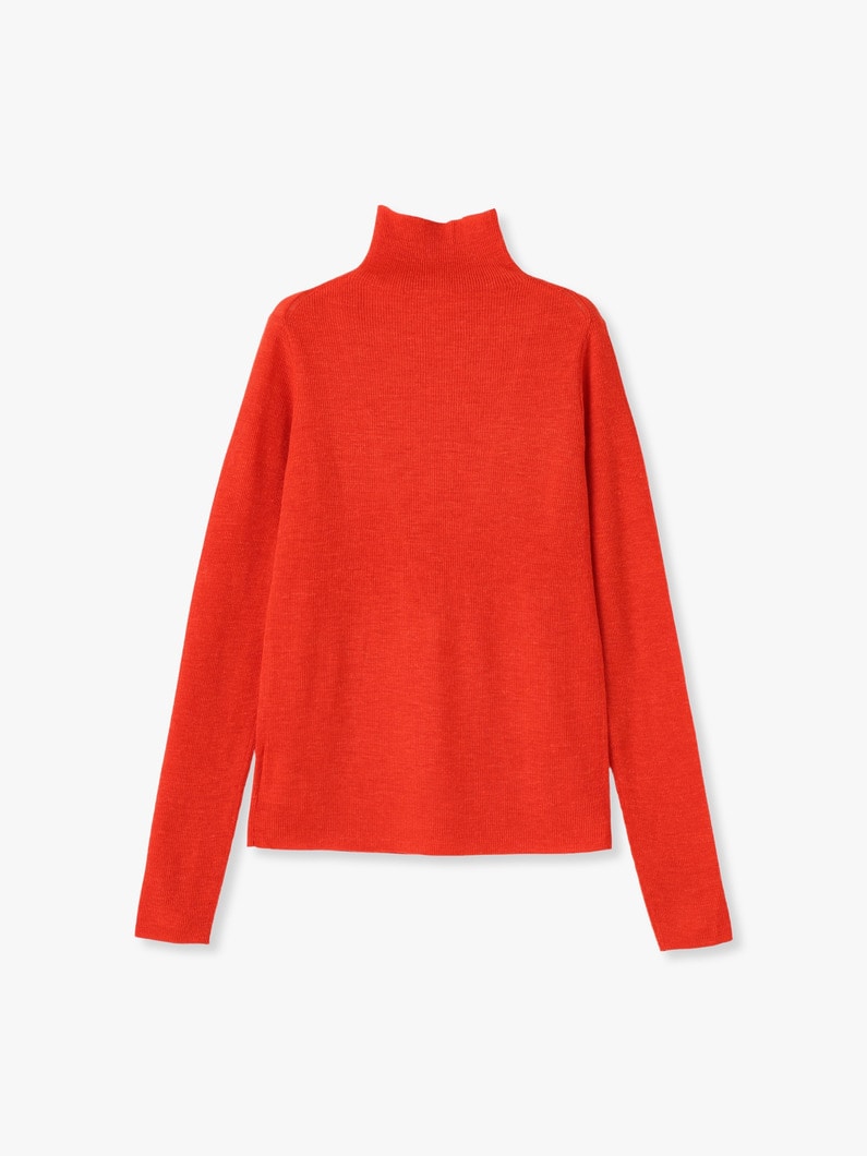 Sheer Rib High Gauge Turtle Neck Pullover (red/gray) 詳細画像 red 1