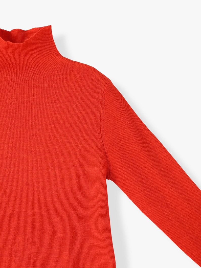 Sheer Rib High Gauge Turtle Neck Pullover (red/gray) 詳細画像 gray 2