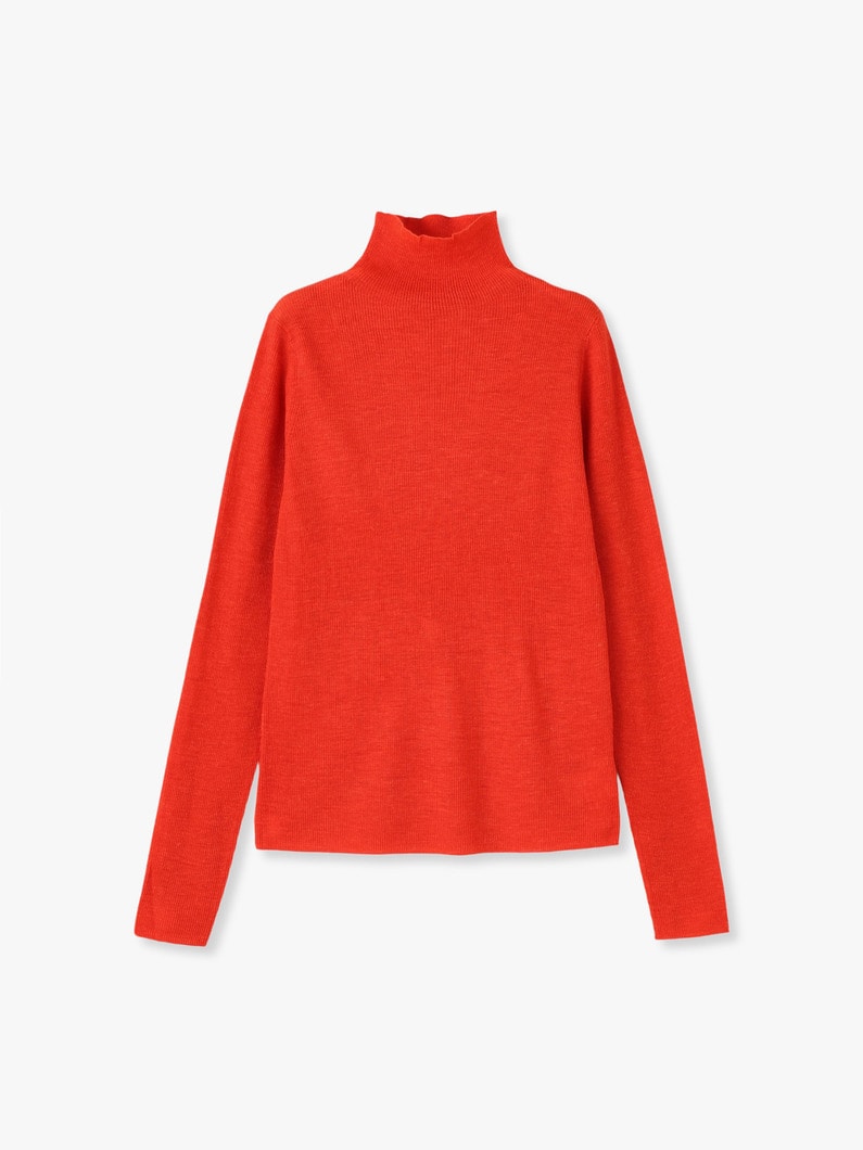 Sheer Rib High Gauge Turtle Neck Pullover (red/gray) 詳細画像 red