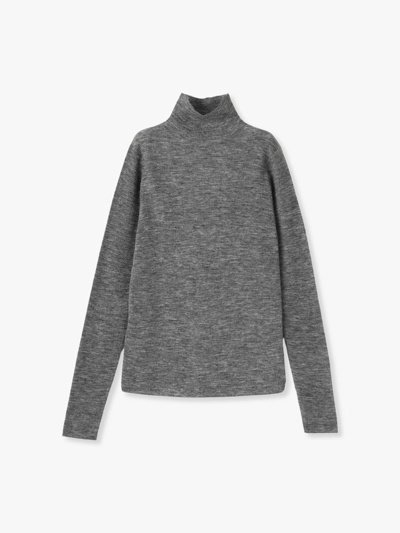 Sheer Rib High Gauge Turtle Neck Pullover (red/gray) 詳細画像 gray 1