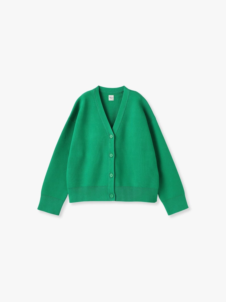 Cotton Smooth V Neck Cardigan | カーディガン 詳細画像 green