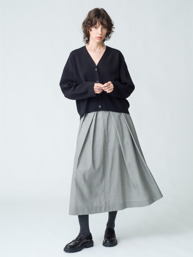 Cotton Smooth V Neck Cardigan | カーディガン 詳細画像 black 2