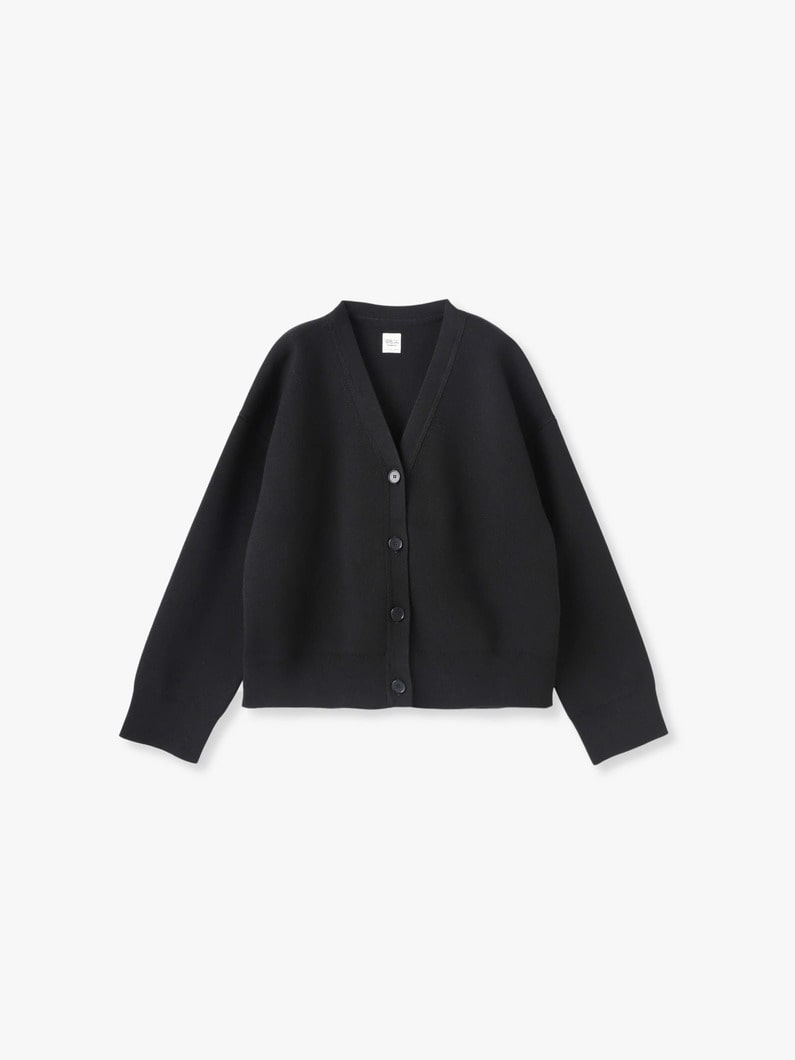 Cotton Smooth V Neck Cardigan | カーディガン 詳細画像 black 3