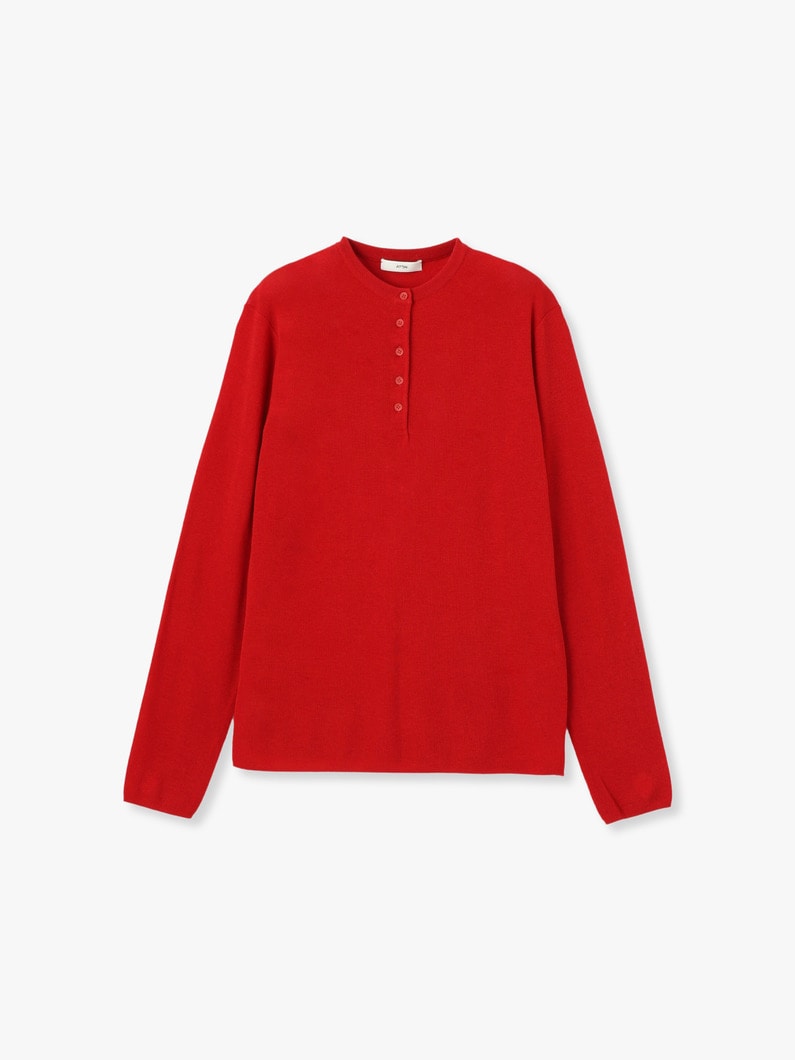 Royal Wool Circular Rib Henry Neck Knit Pullover 詳細画像 red 1