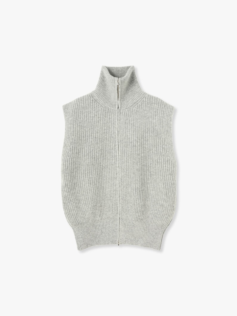 Wool Cashmere Silk Zipped Up Vest 詳細画像 light gray 1