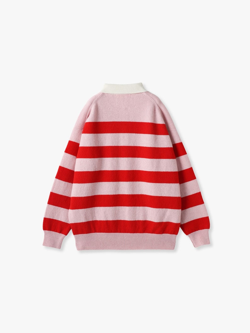 Edith Striped Knit Polo Shirt | ニット 詳細画像 red 1