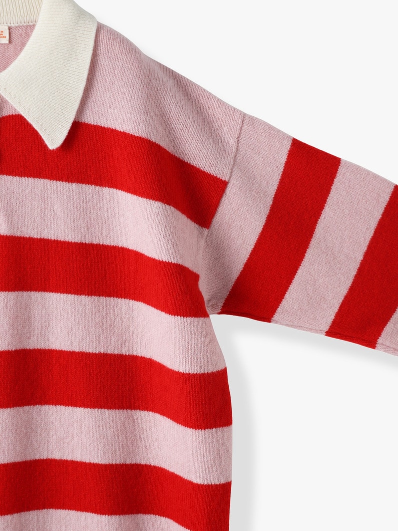 Edith Striped Knit Polo Shirt | ニット 詳細画像 red 2