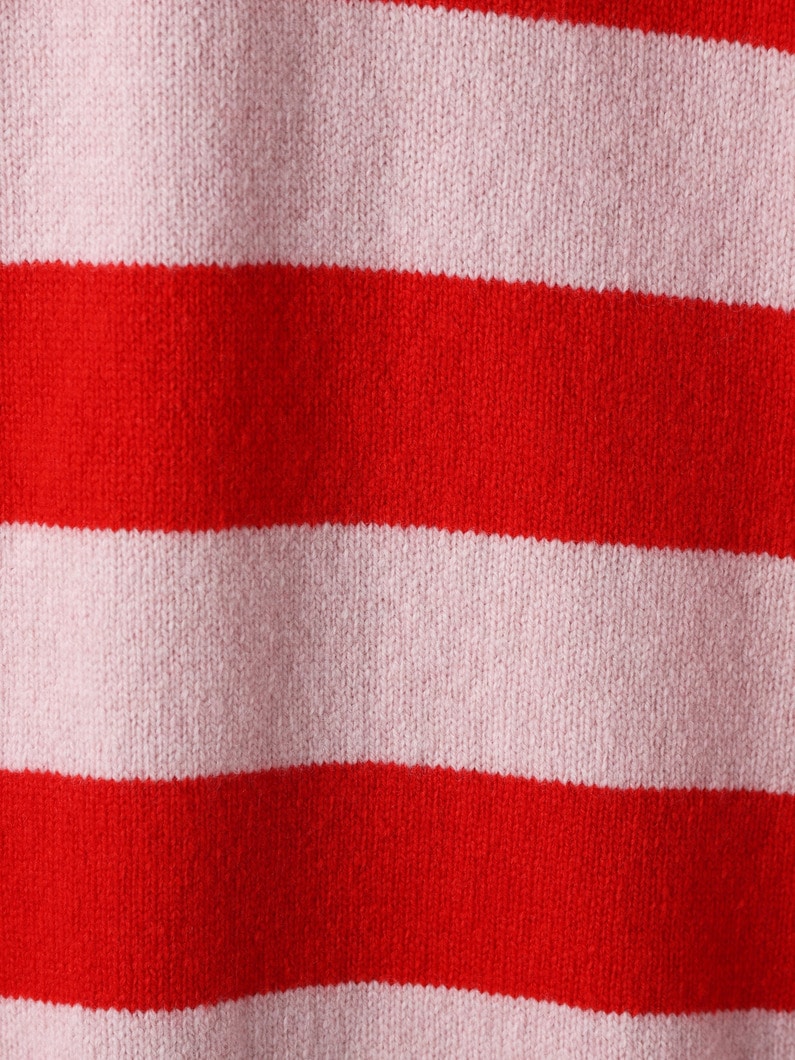 Edith Striped Knit Polo Shirt | ニット 詳細画像 red 3