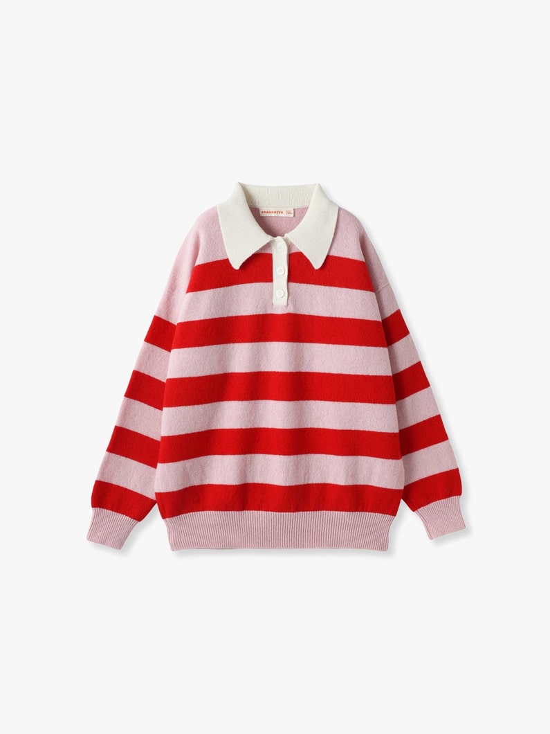 Edith Striped Knit Polo Shirt | ニット 詳細画像 red 4