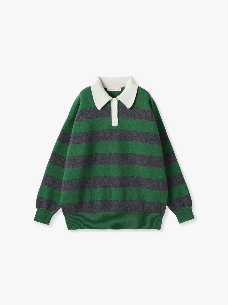 Edith Striped Knit Polo Shirt | ニット 詳細画像 green 6