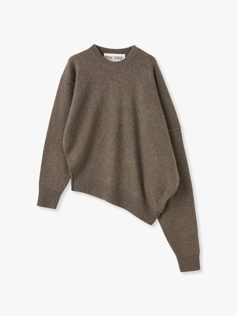 Cashmere Asymmetry Knit Pullover 詳細画像 greige 1