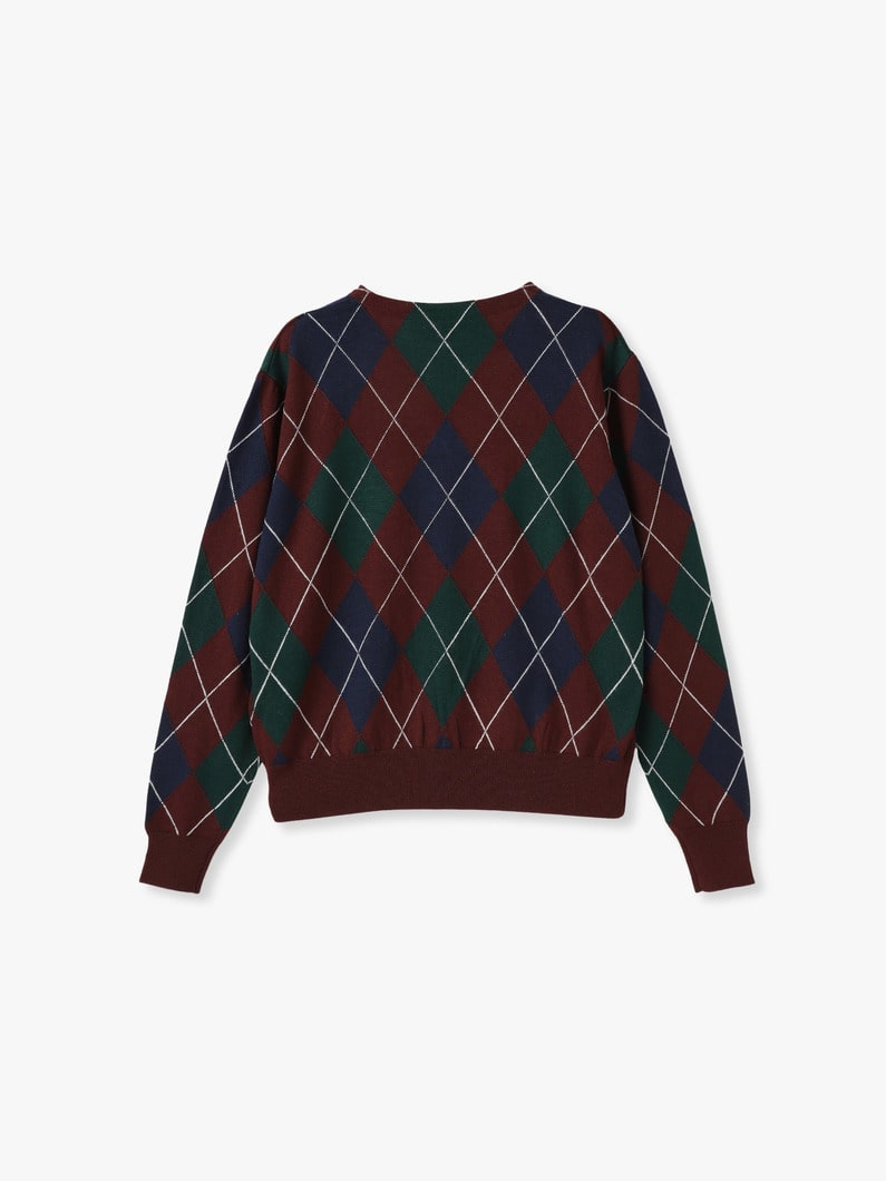 Argyle V Neck Knit Pullover 詳細画像 burgundy 1