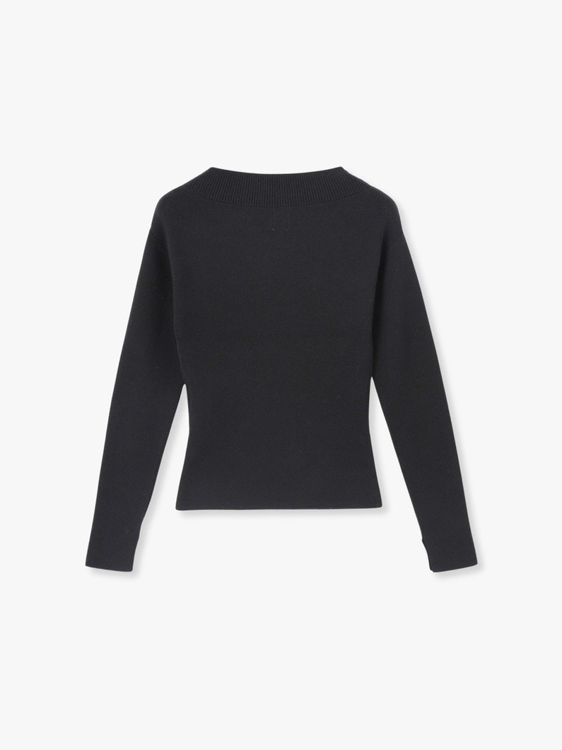 Cotton Cashmere Boat Neck Knit Pullover | ニット 詳細画像 black 1