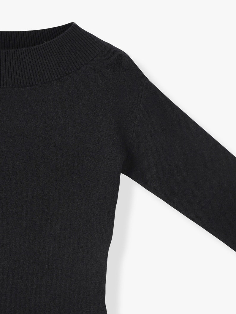 Cotton Cashmere Boat Neck Knit Pullover | ニット 詳細画像 black 2